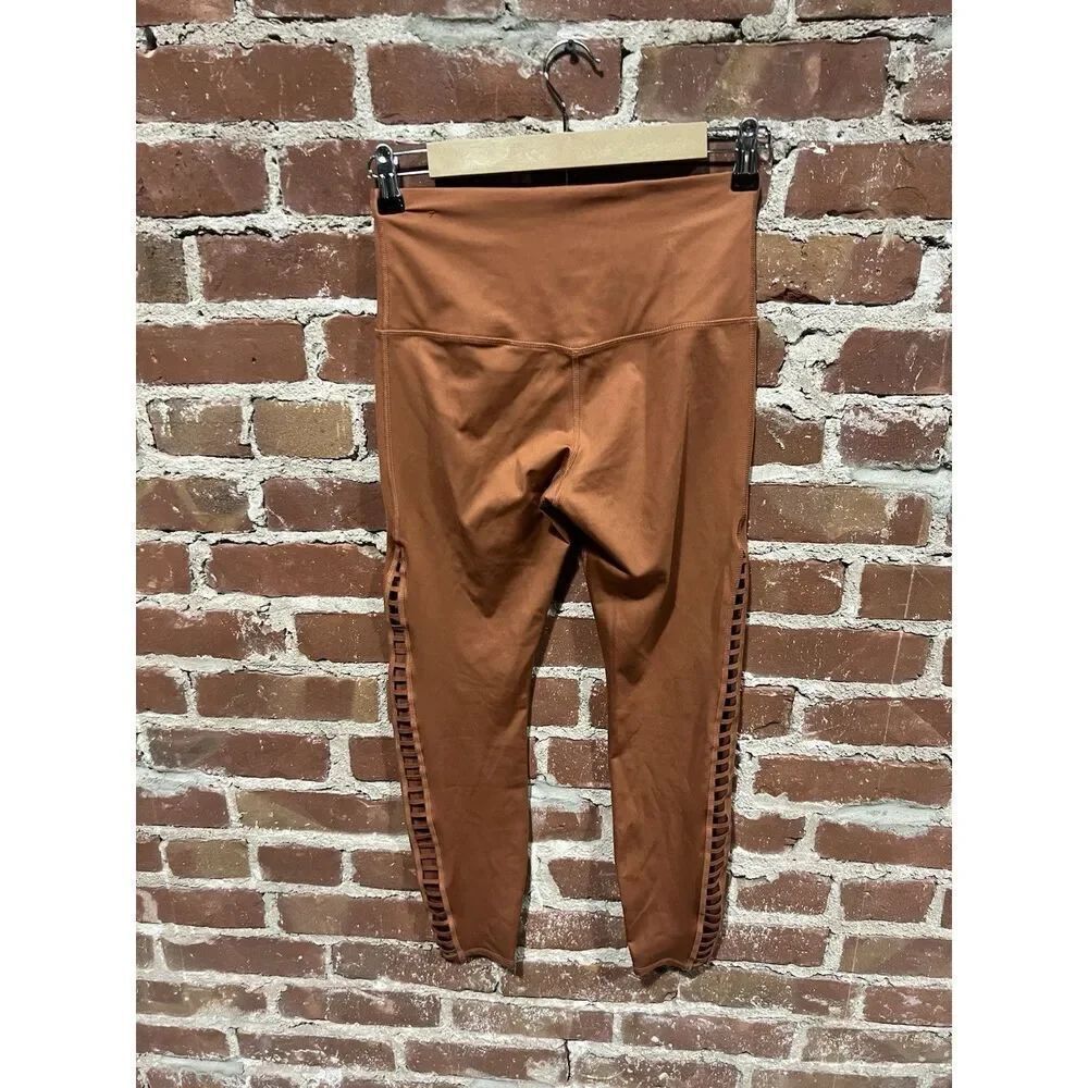 Nike Womens Orange Cropped Pull On Athletic Leggings Size Small Dri-Fit - Picture 2 of 3